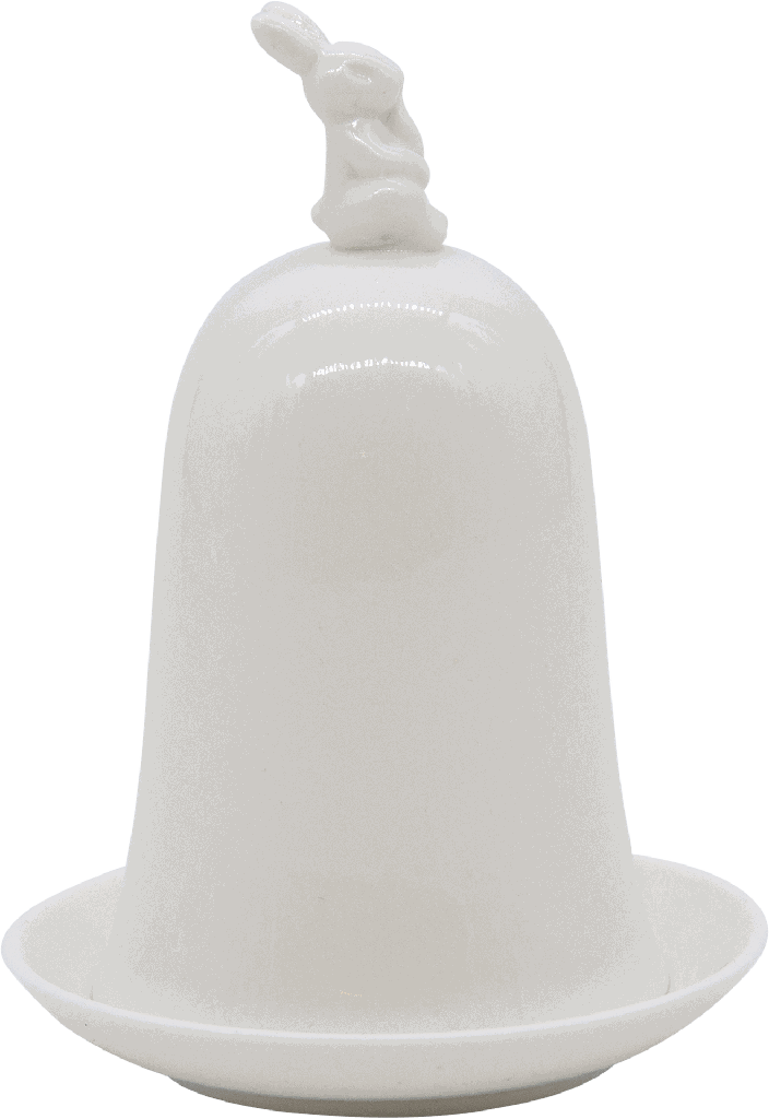 MONSIEUR LAPIN Eierbecher mit Cloche 15 cm Porzellan weiß
