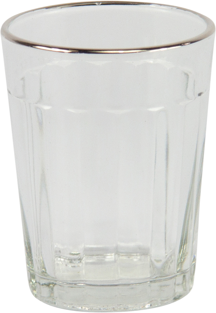 Windlicht 8,5 x Ø 6,5 cm Glas klar mit Silberrand