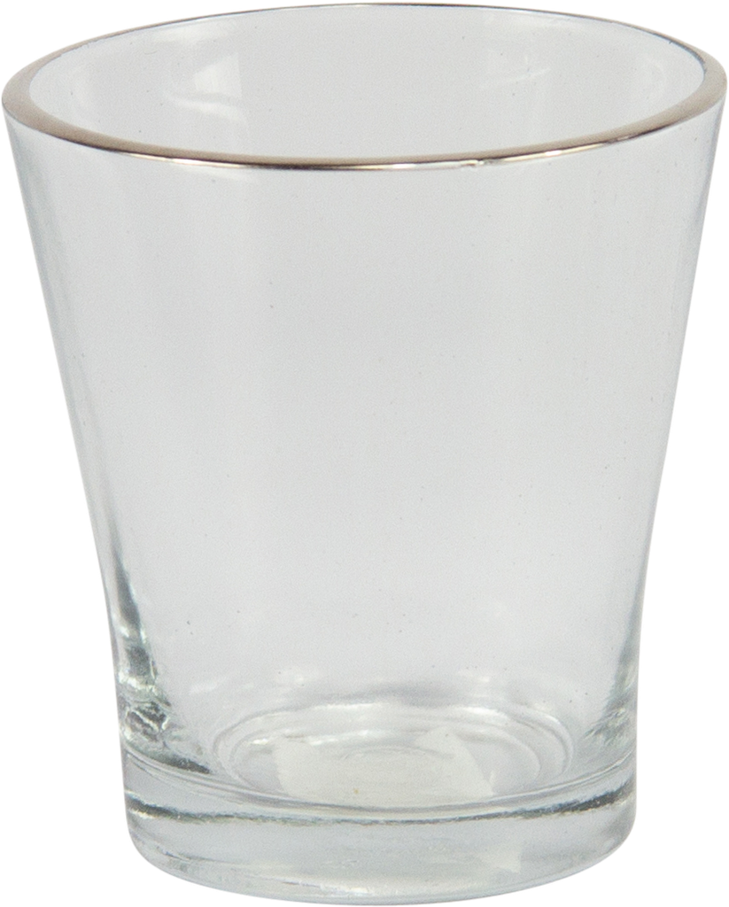 Windlicht 8 x Ø 7,5 cm Glas klar mit Silberrand