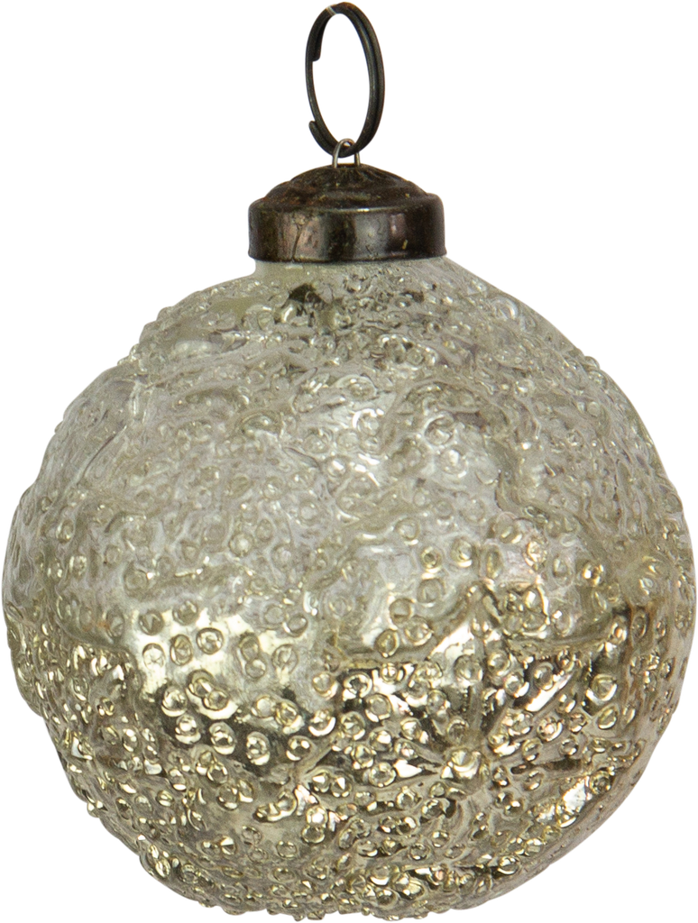 Kugel 7 cm Glas silber gefrostet