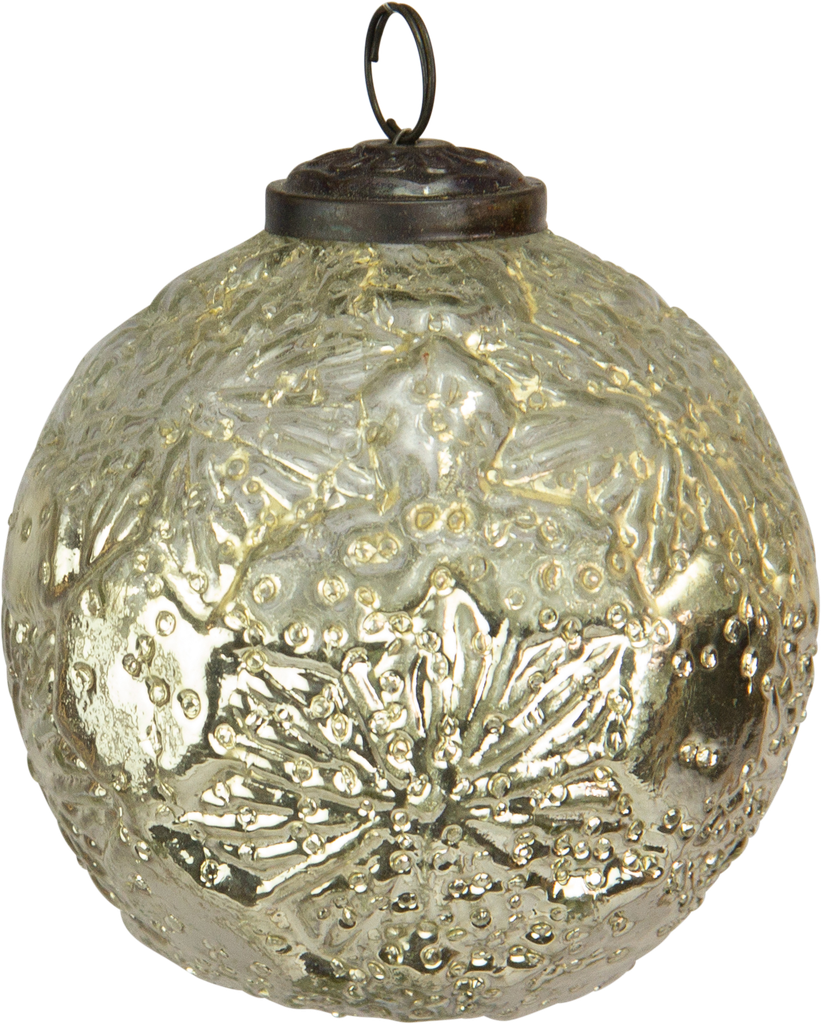 Kugel 9,5 cm Glas silber gefrostet