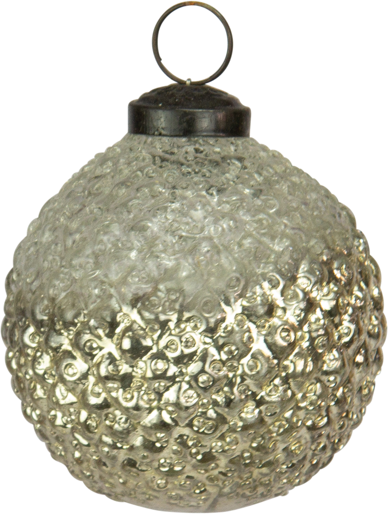 Kugel 7,5 cm Glas silber gefrostet