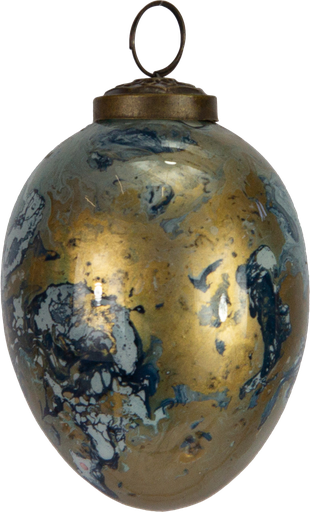 [23414A70] Ei zum Hängen 10 cm Glas schwarz marmoriert