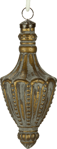 [24037W77] Ornament 16 cm Glas grau-gold