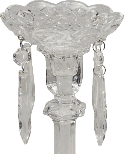 [30173A00] Kerzenteller Ø 10 cm mit 4 Prismen Glas klar