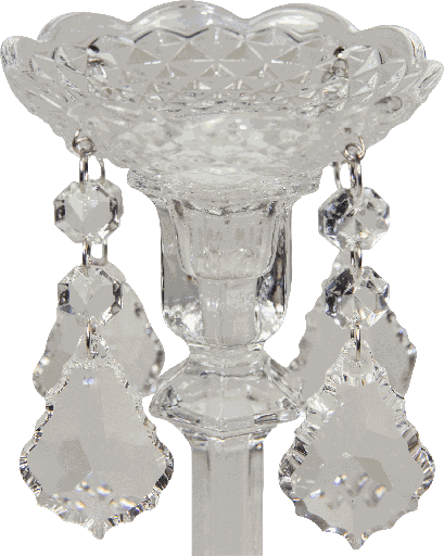 [50555A00] Kerzenteller Ø 10 cm mit 4 Wachteln Glas klar