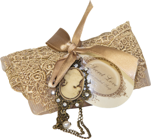 [80586A90] SECRET LOVE Seife 70 g im Spitzensäckchen & Gemme ecru