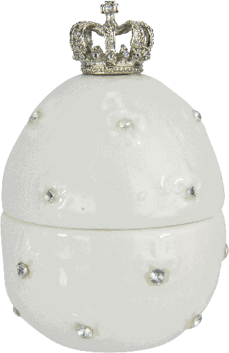 [90671A00] ROYAL Schmuckdose Porzellan weiß mit Strass
