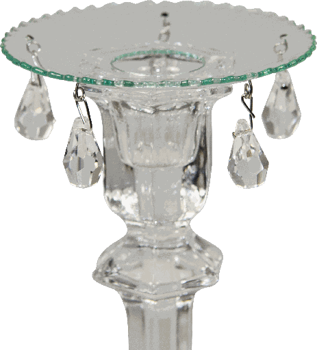 [00302A00] Kerzenteller Ø 9 cm mit 5 Kristallen Glas klar