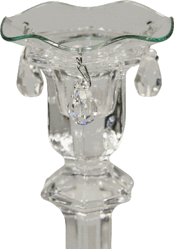 [00304A00] Kerzenteller Ø 7 cm mit 3 Kristallen Glas klar