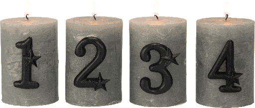 [01234A70] ADVENT Kerzenpin Zahlen 1-4 Set Metall schwarz