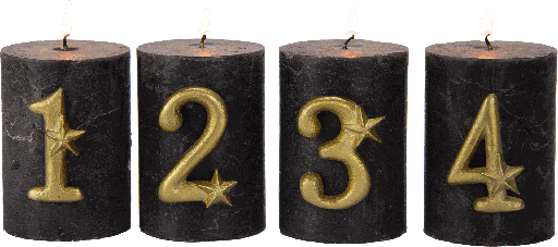 [01234A90] ADVENT Kerzenpin Zahlen 1-4 Set Metall messing