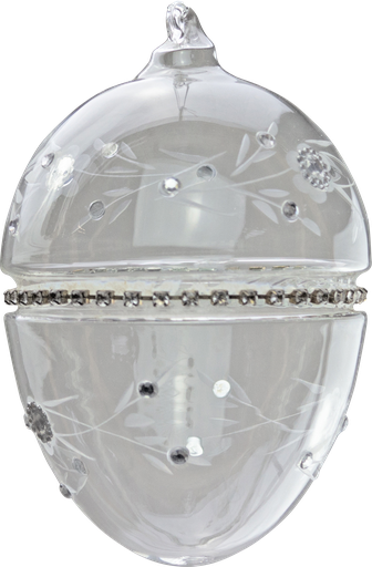 [10816A00] OSIRIS Ei zum Hängen 10 cm Glas klar mit Strassband