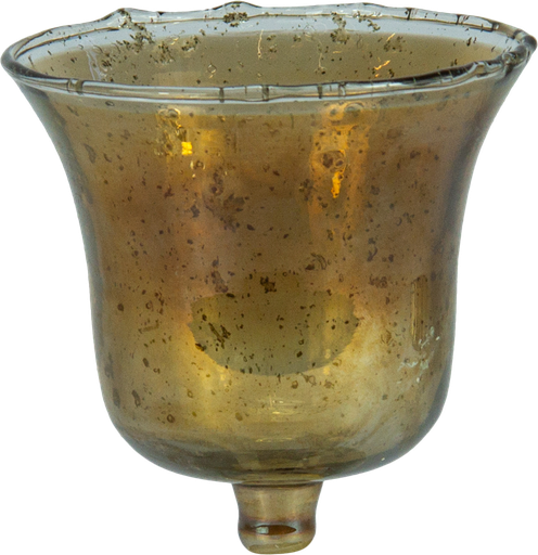 [13074A60] VINTAGE Teelicht-Aufsatzglas 8,75 cm Glas braun