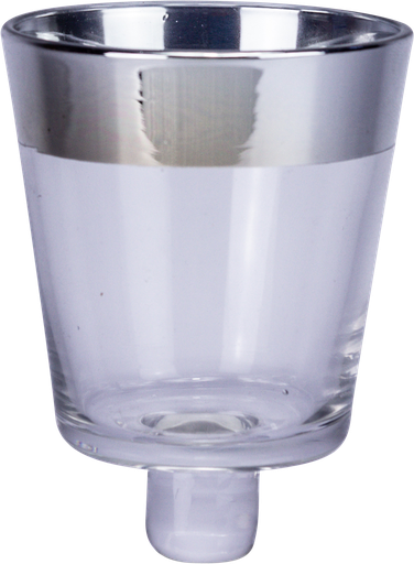 [14048A99] SILVER Teelicht-Aufsatzglas 7 cm Glas klar mit Silberrand