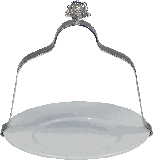 [14057A99] LA VIE EN ROSE Tellerhalter 18 cm Metall silber