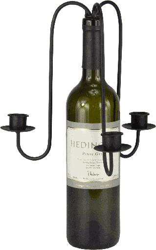 [14104A70] Flaschenleuchter 3-er Metall schwarz