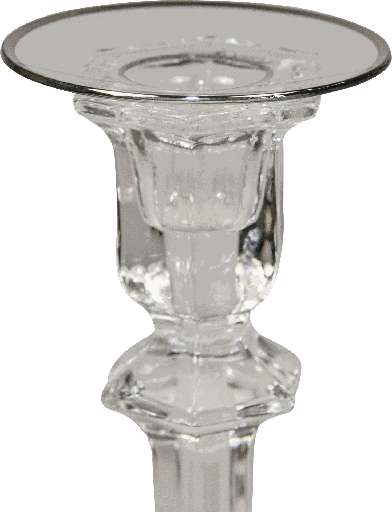 [15003A99] Kerzenteller Ø 7 cm Glas klar mit Silberrand