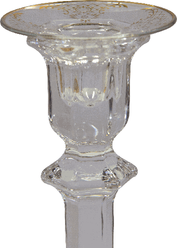 [15005A90] Kerzenteller Ø 7 cm Glas klar mit Dekor Ranken gold