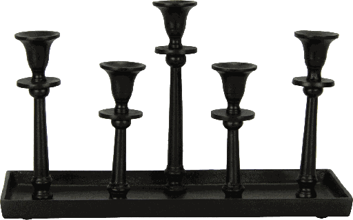 [17301A70] LINEA Kerzentablett 5-er 40 x 16 x 24 cm Metall schwarz