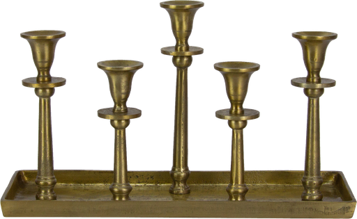 [17301A90] LINEA Kerzentablett 5-er 40 x 16 x 24 cm Metall messing