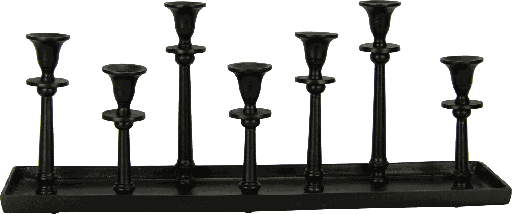 [17302A70] LINEA Kerzentablett 7-er 60 x 16 x 24 cm Metall schwarz