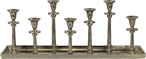 [17302A99] LINEA Kerzentablett 7-er 60 x 16 x 24 cm Metall antik-silber