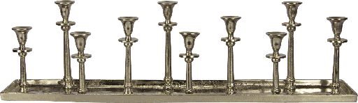 [17303A99] LINEA Kerzentablett 10-er  87 x 16 x 24 cm Metall antik-silber