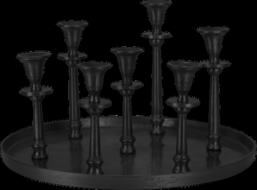 [17306A70] RONDA Kerzentablett 7-er 24 x Ø 41 cm Metall schwarz