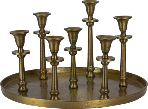 [17306A90] RONDA Kerzentablett 7-er 24 x Ø 41 cm Metall messing