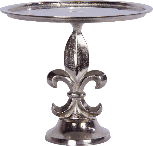 [17382A99] BOURBONE Platte auf Fuß 29 cm Metall antik-silber