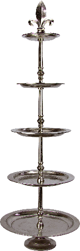 [17383A99] BOURBONE Etagere 5-er 134 cm Metall antik-silber