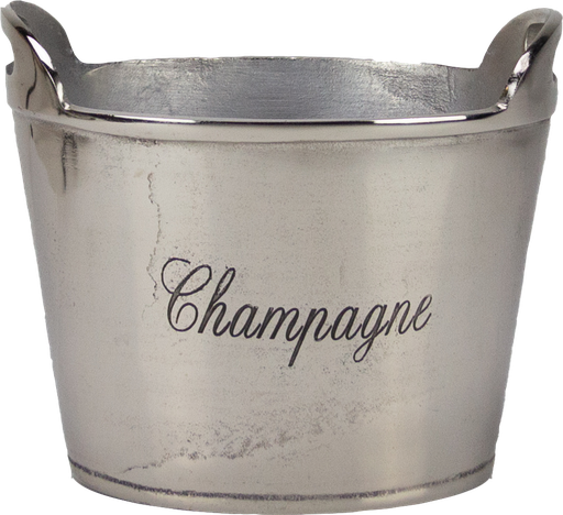 [18014A99] Wein & Sektkühler oval mit 2 Griffen Metall antik-silber
