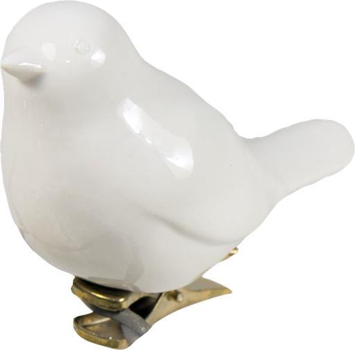 [18251A00] BIRD 7,8 cm auf Clip Porzellan weiß