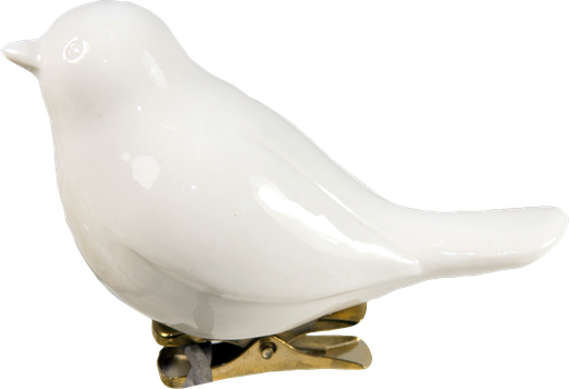 [18252A00] BIRD 9,5 cm auf Clip Porzellan weiß