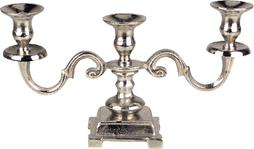 [19012A99] Kerzenständer 3-er Höhe 22,5 cm Metall antik-silber