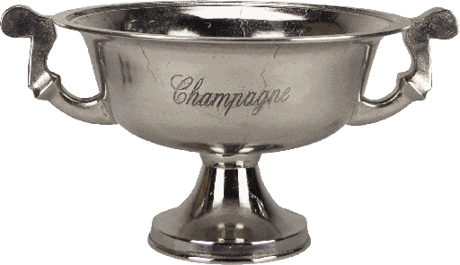 [19017A99] Wein & Sektkühler Schale auf Fuß oval Metall antik-silber