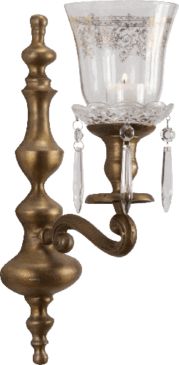 [19018A90] Wand-Kerzenleuchter 1-er 36 cm Metall messing