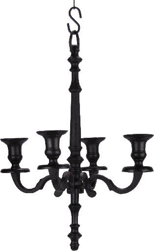 [19050A70] Kronleuchter 4-er mit Kette Höhe 44 cm Metall schwarz