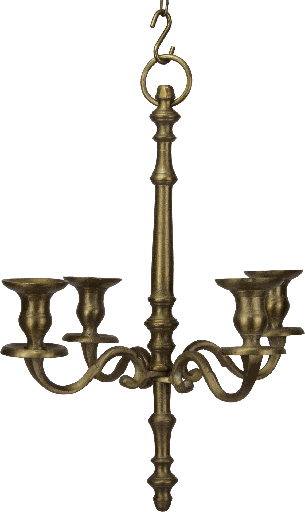 [19050A90] Kronleuchter 4-er mit Kette Höhe 44 cm Metall messing