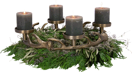 [19074A90] VENISON Adventskranz für Stumpenkerzen Ø 46 cm Metall messing