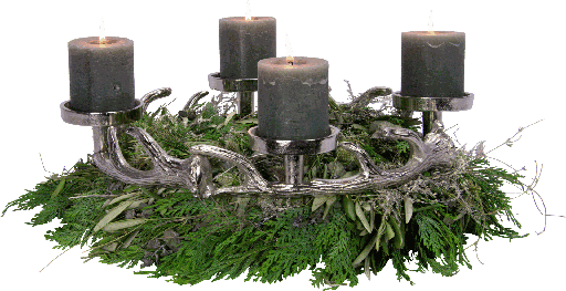 [19074A99] VENISON Adventskranz für Stumpenkerzen Ø 46 cm Metall antik-silber