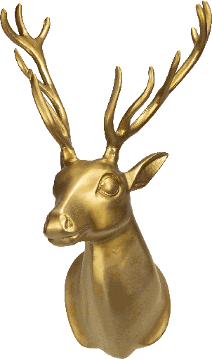 [20011A90] VENISON Hirschkopf Höhe 56 cm Metall messing