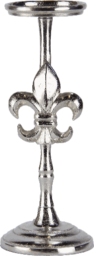 [20296A99] BOURBONE Kerzenständer für Stumpenkerzen Höhe 49 cm Metall antik-silber