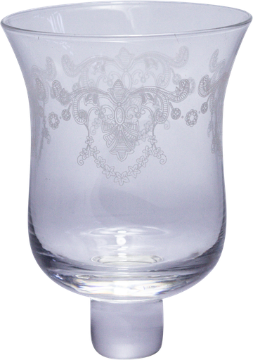 [20315A00] ROMANCE Teelicht-Aufsatzglas 7 cm Glas klar mit Dekor weiß