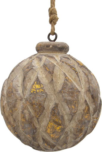 [21004W90] FOREST Kugel 10 cm Holz patiniert