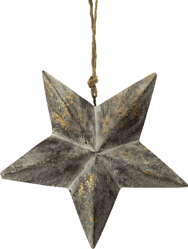 [21016W90] STAR Stern 18 cm Holz patiniert