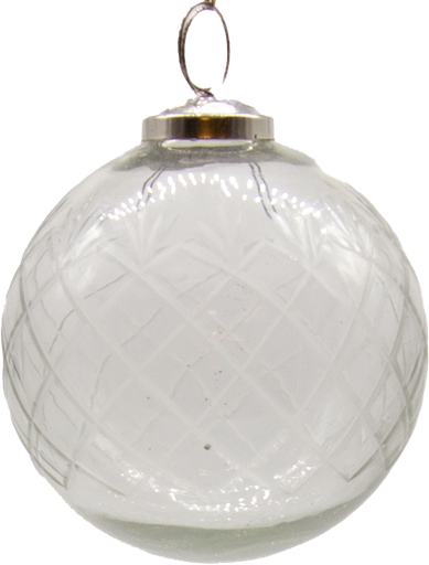 [21019W00] VINTAGE Kugel Ø 10 cm Glas geschliffen klar