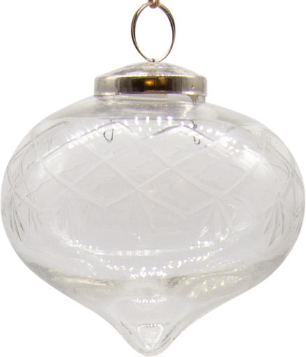 [21020W00] VINTAGE Zwiebel Ø 10 cm Glas geschliffen klar