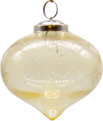 [21020W55] VINTAGE Zwiebel Ø 10 cm Glas geschliffen amber